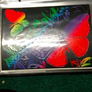 Hand engraved colorful butterflies